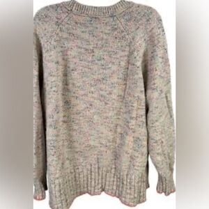 J.Jill Women’s Multi Speckled Pull Over Crew Neck Knot Sweater Size XL